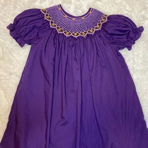 Toddler Smocked LSU game day dress 2T